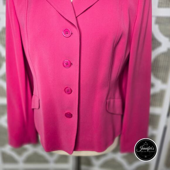 Alfani Petite Hot Pink Fuchsia Four Button Lightweight Blazer Size 10P - Picture 4 of 9
